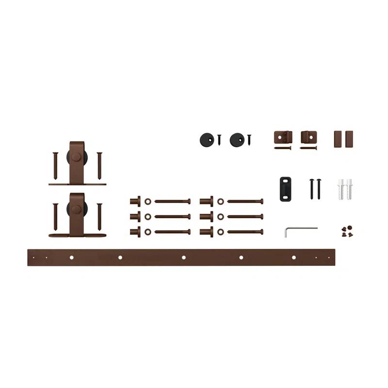 American Pro Decor Solid Steel Mini Sliding Rolling Barn Door Hardware Kit for Single Wood Doors