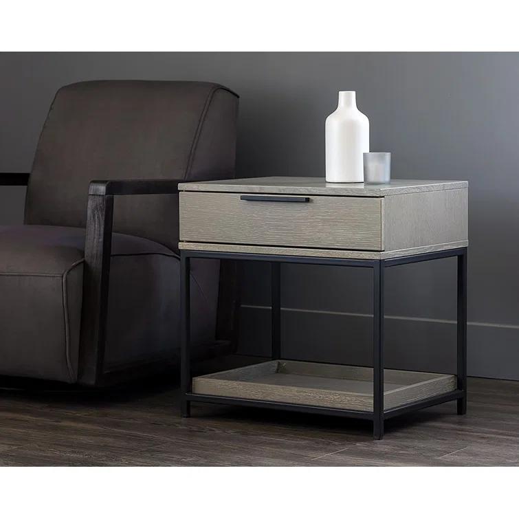 Transitional Rebel Black & Gray 1-Drawer Nightstand