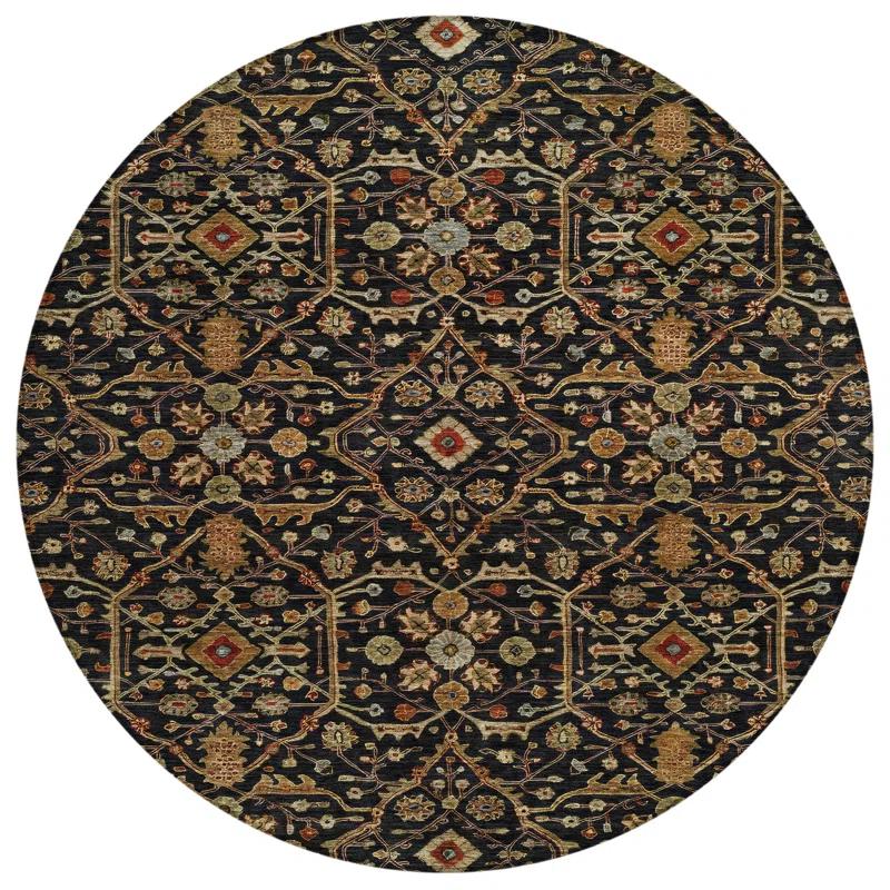 Machine Washable Indoor/Outdoor Cicel ACN1130 Black Rug