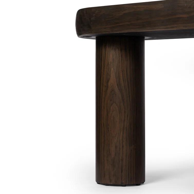 Sienna Brown Pine Oval Console Table with Rounded Edges