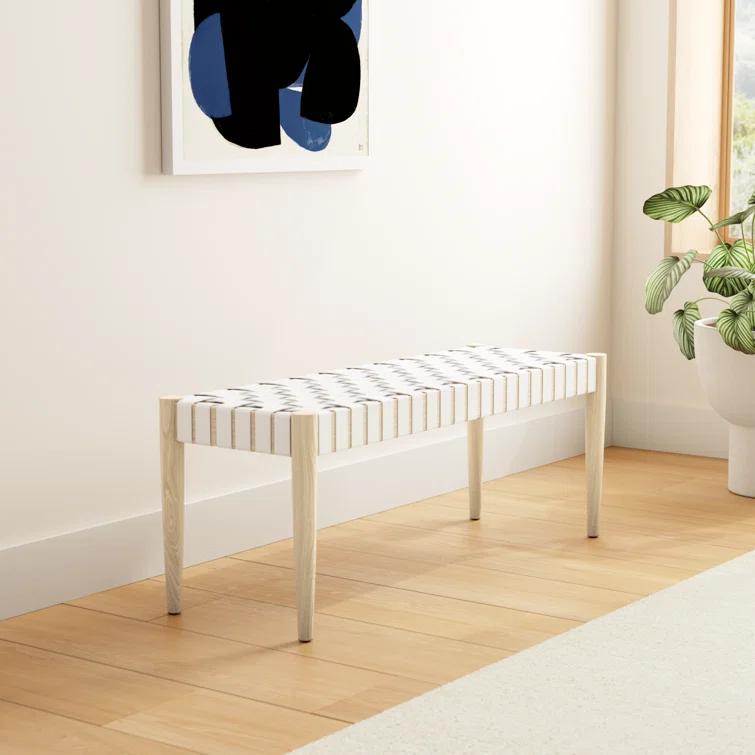 Orin 47" Woven Leather Bench