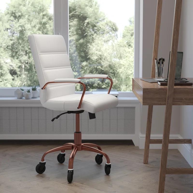 Flash Furniture Mid-Back Executive Swivel Office Chair with Arms, and Transparent Roller Wheels