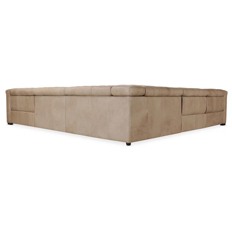 Giovanni Taupe Leather Tufted Reclining Sectional Sofa