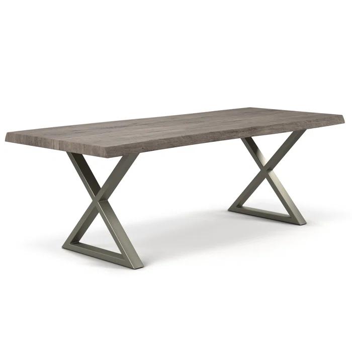 Brooks 79" Rectangular Sandblasted Grey Acacia Dining Table with Pewter Frame