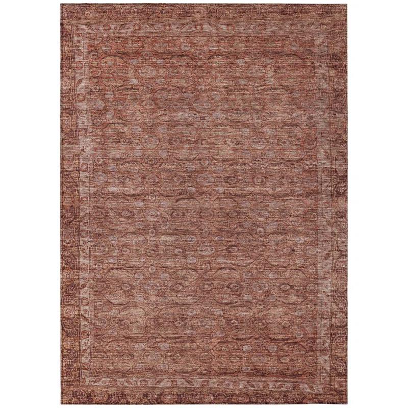 Machine Washable Indoor/Outdoor Chantille Terracotta Rug