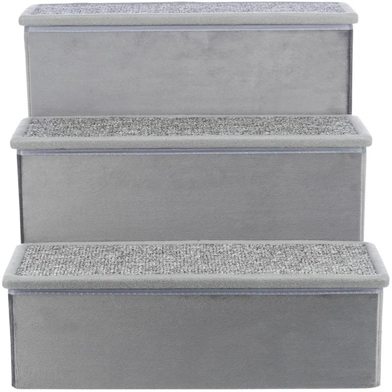 TRIXIE Pawsome Ascent Foldable 3-Step Pet Stairs with Storage, Collapsible, Storage Compartments for Toys