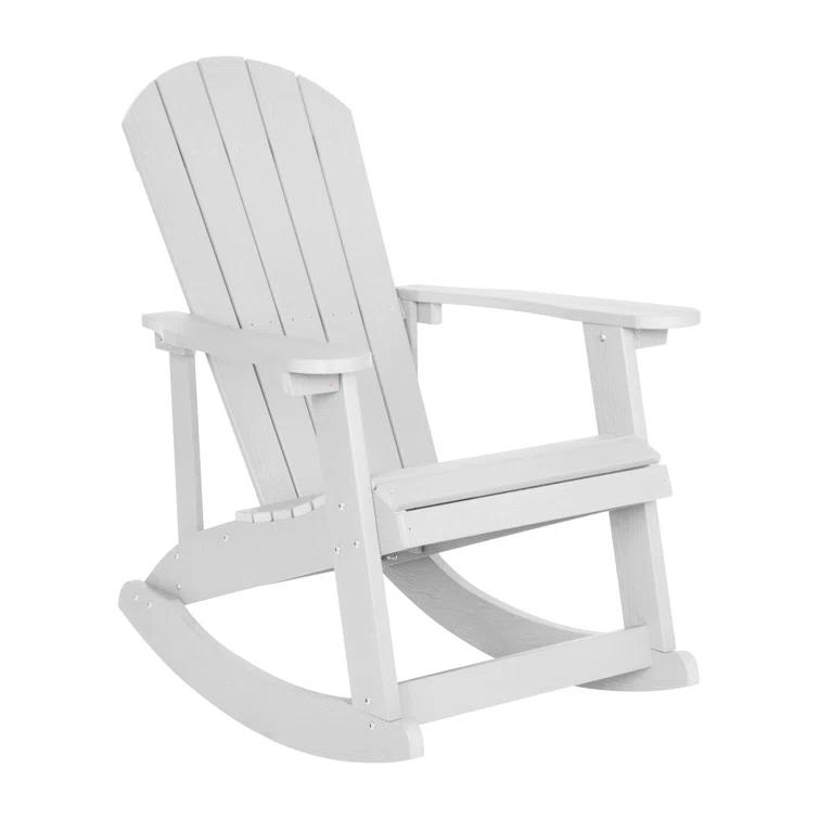 Beachcrest Home™ Longmire Set of 4 Poly Resin Adirondack Rocking Chairs with 1 Side Table