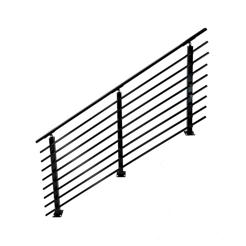 Concept Fusion Modern Horizontal Adjustable Railing Banister System for Staircases Balconies and Decks Complete Guard Railing Kit
