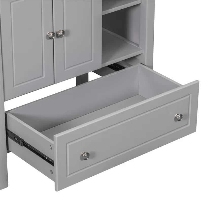 Tech Cube 30" Bathroom Vanity Base Only, Solid Wood Frame, Bathroom Storage Cabinet With Doors And Drawers