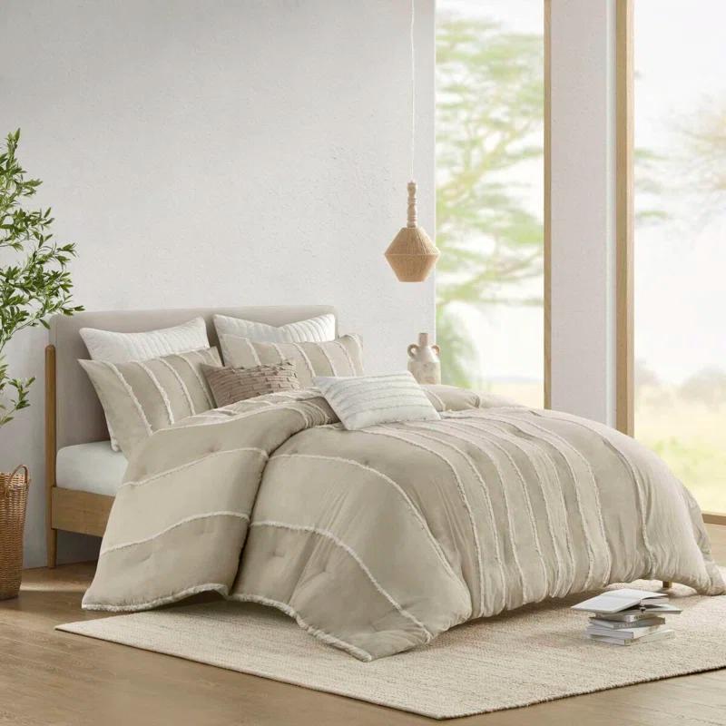 INK+IVY Shay 3 Piece Striped Cotton Duvet Cover Set