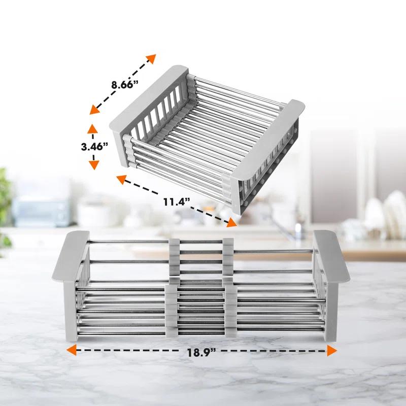 Cheer Collection Adjustable Stainless Steel Over The Sink Dish Rack