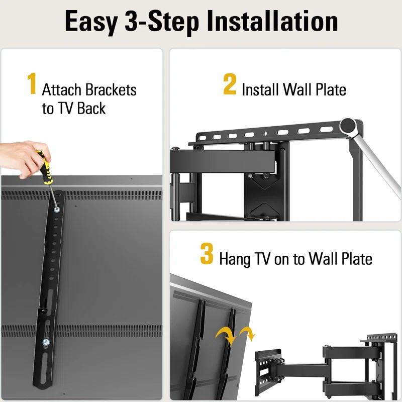 BEACHWATER POOL & SPA, LLC TV Wall Mount For 32-65 Inch TV, TV Mount With Swivel And Tilt, Full Motion TV Bracket With Articulating Dual Arms, Fits 16Inch Studs, Max VESA 400X400 Mm, 99Lbs