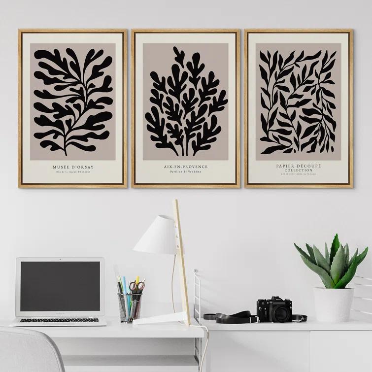 SIGNLEADER " Papier Decoupe Collection French Retro Art Decor Flower Plants " by Henri Matisse 3 - Pieces
