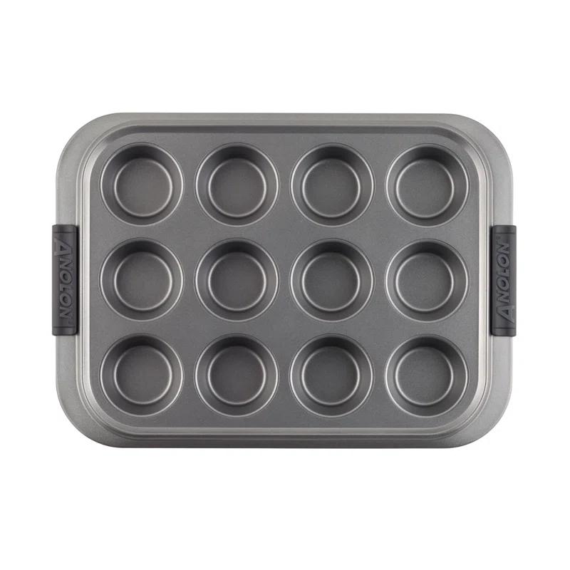 Anolon Anolon Advanced Bakeware Nonstick Muffin Pan with Lid, 12-Cup, Graphite