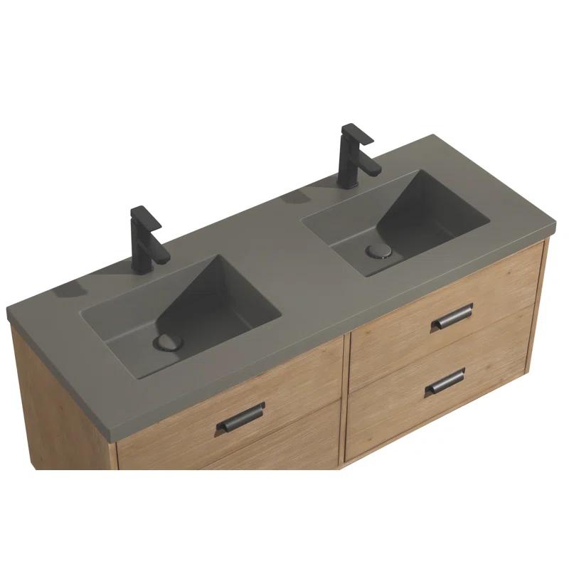 Sand & Stable™ Clary 55'' Double Bathroom Vanity with Concrete Top