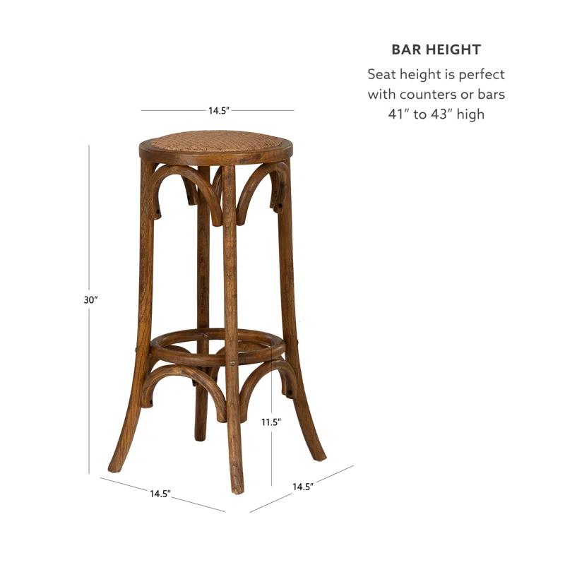 Dovecove Rae 24" Round Rattan Seat Counter Stool with Solid Wood Frame
