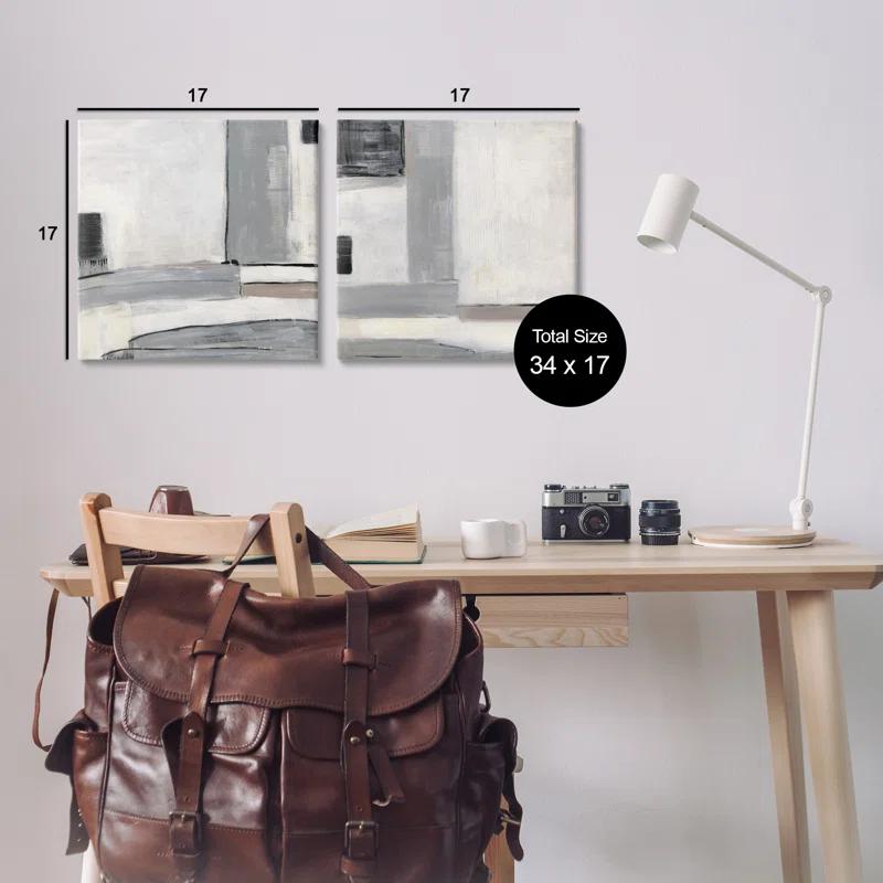 Stupell Industries Industrial Abstract Gray Geometric by Sally Swatland - 2 Piece Painting Set