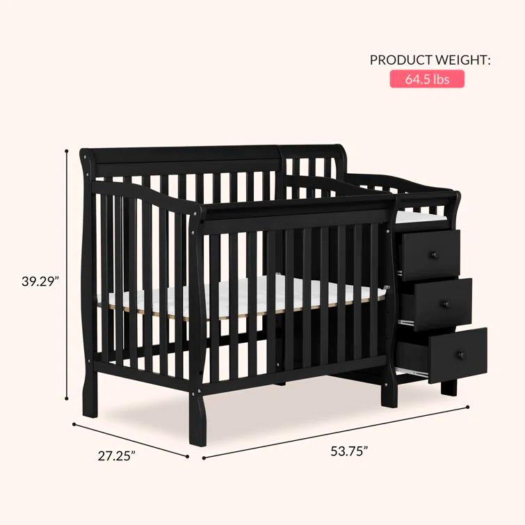 Dream On Me Jayden 4-in-1 Mini Convertible Crib and Changer