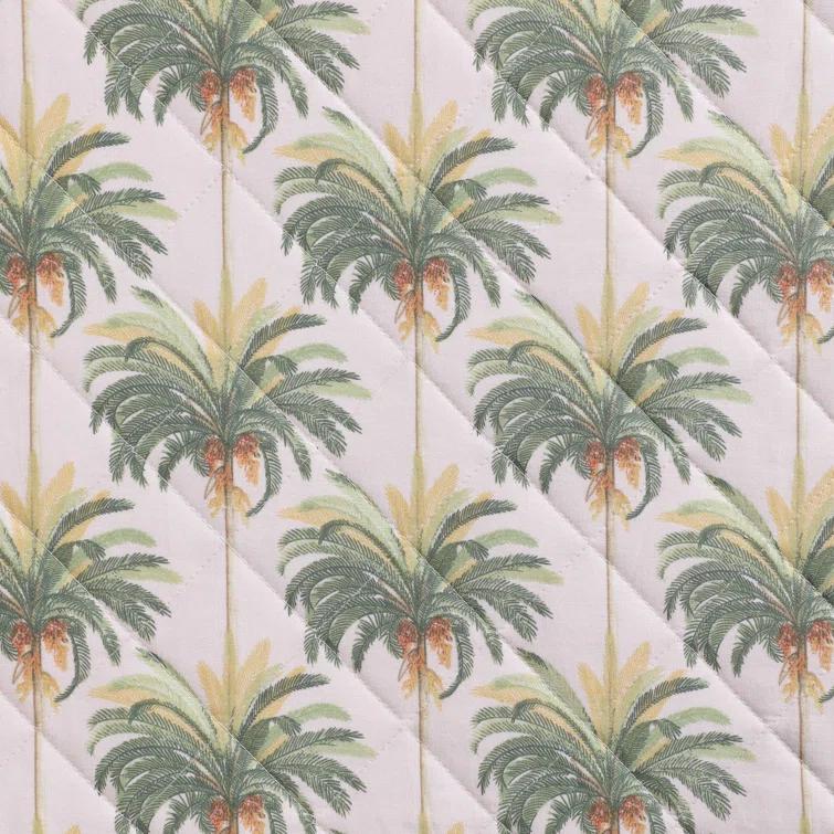 Santiago Pink King Cotton Reversible Quilt Set with Palm Tree Motif