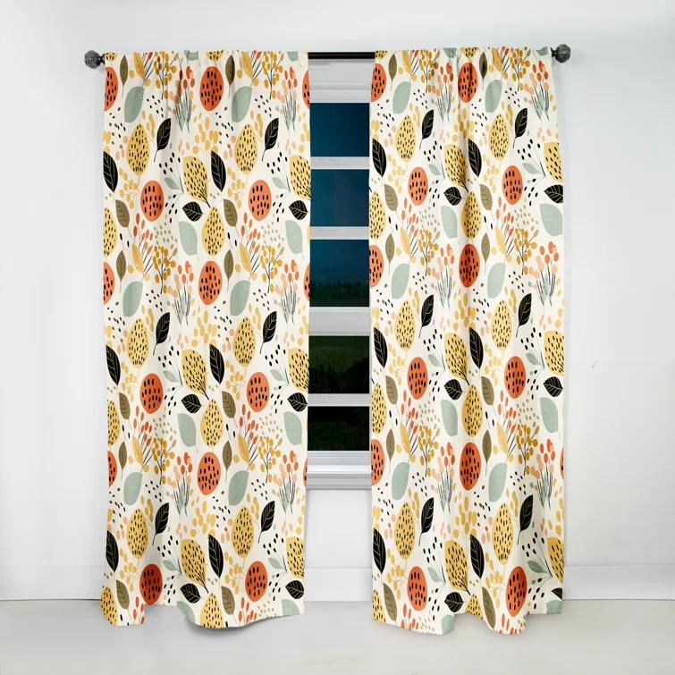Design Art Soft Color Leaves Tropical Pattern I Polyester Blackout Single Curtain Panel Single Panel