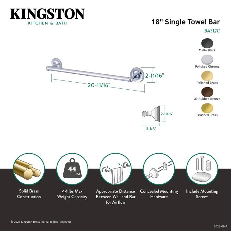 Kingston Brass Kingston Brass Classic 18-Inch Towel Bar BA312MB
