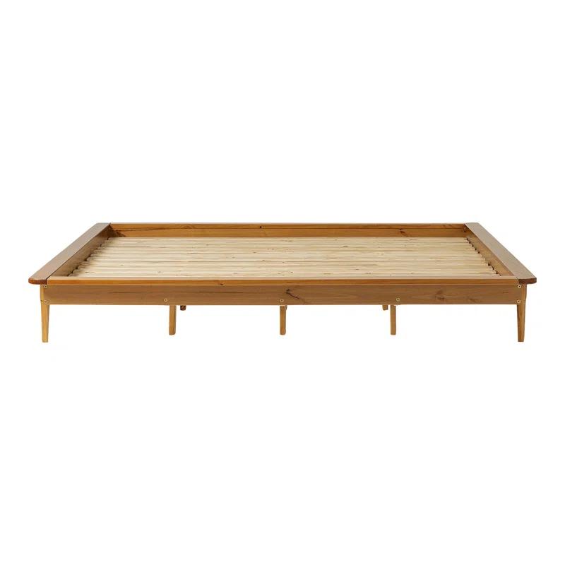 George Oliver Mid-Century Modern Solid Wood King Platform Bed Frame