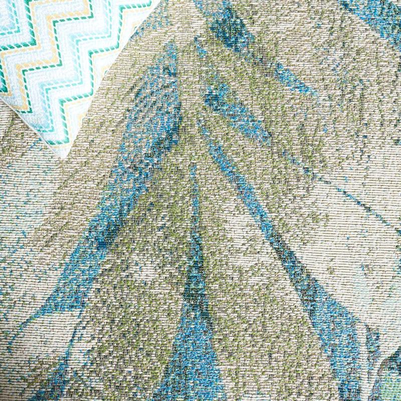 Lark Manor™ Aquia Floral Machine Woven Indoor / Outdoor Area Rug in Blue/Ivory