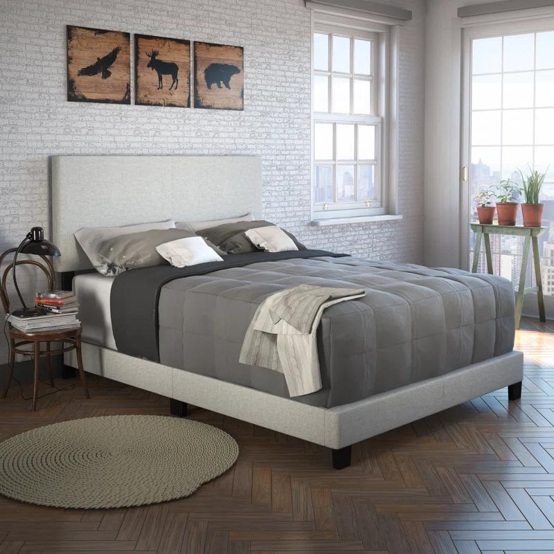 Boyd Sleep Boyd Sleep Milan Linen Fabric Upholstered Platform Bed Frame w/Adjustable Height Headboard, Strong Wood Slat Support, Box Spring/Foundation Required, Easy Effortless Assembly