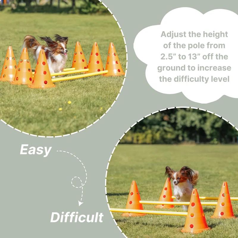 TRIXIE TRIXIE Dog Agility Hurdle Cone Set, Portable Canine Agility Training Set