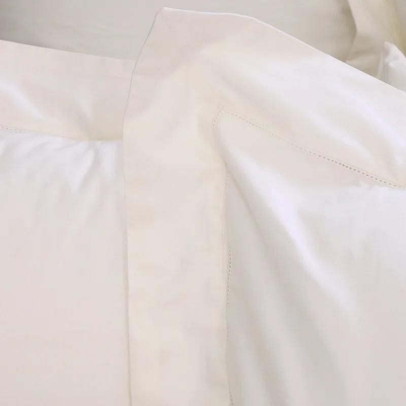 Classico Hemstitch Cotton Sateen Duvet Set by Pom Pom at Home - White / Queen