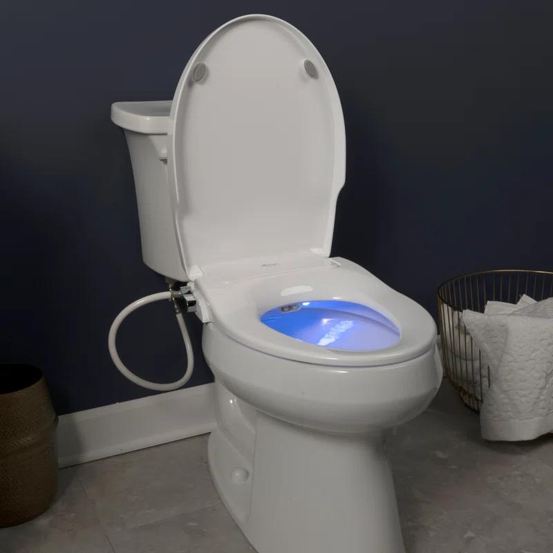 Bio Bidet by BEMIS Slim Zero Round Bidet Toilet Seat, Non-Electric, Dual Nozzles, Slow Close Lid and Night Light SLIMZEROR 000