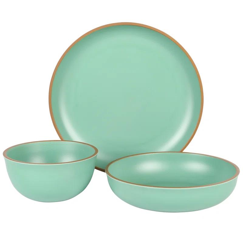 Gibson Home Rockabye 12 Piece Double Bowl Melamine Dinnerware Set