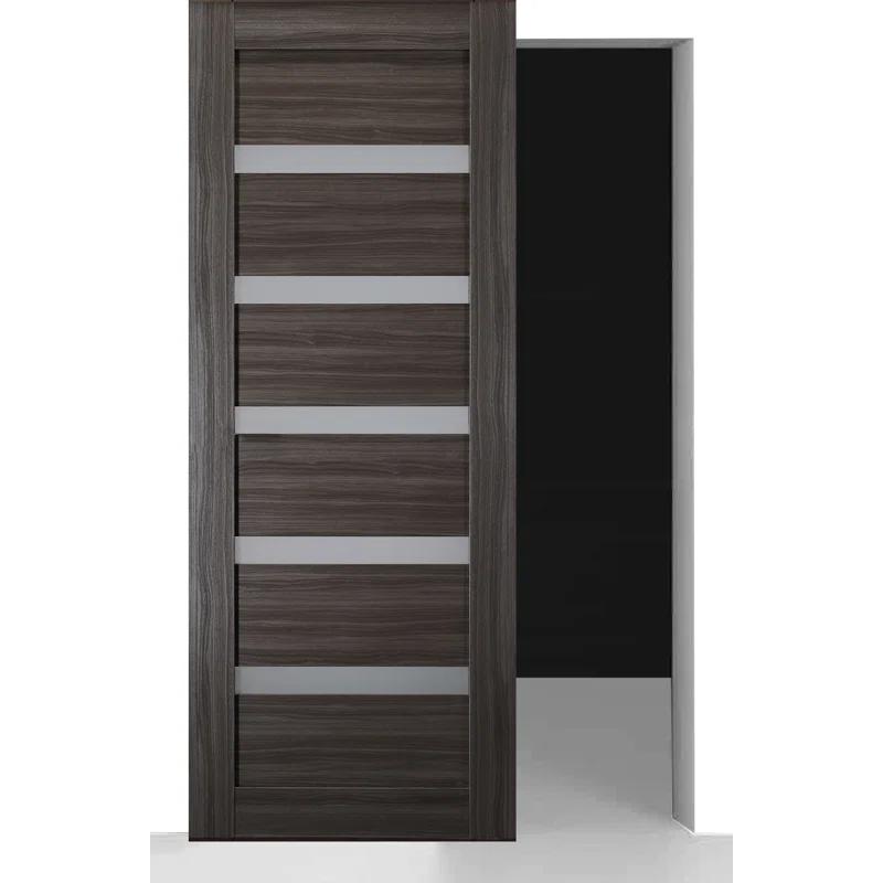 Belldinni Leora Paneled Manufactured Wood And Frosted Glass Solid Core Interior Sliding Hidden Barn Door With Base Board With Installation Hardware Kit