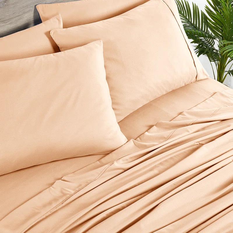 Bed Bath Fashions Bibb Home 2000 Count 6-Piece Rayon From Bamboo Sheet Set with Snug Grip