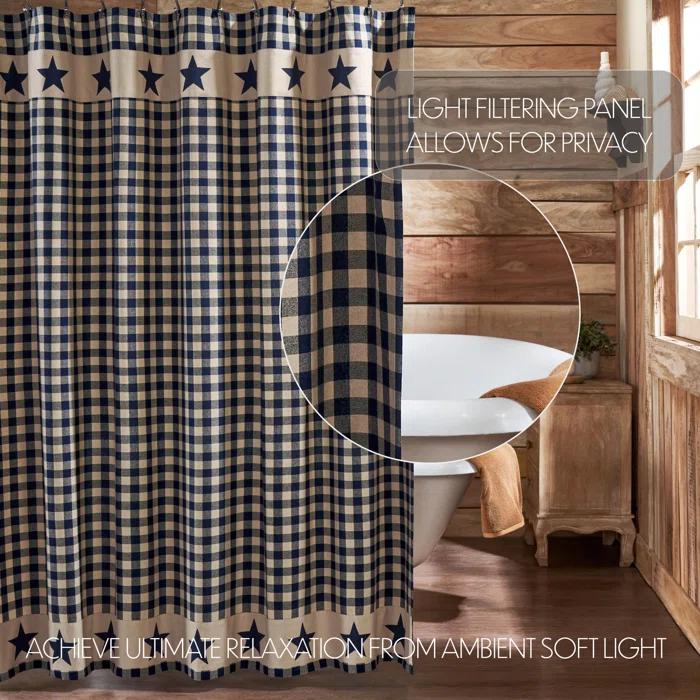 VHC Brands Higher Glory My Country Plaid Shower Curtain