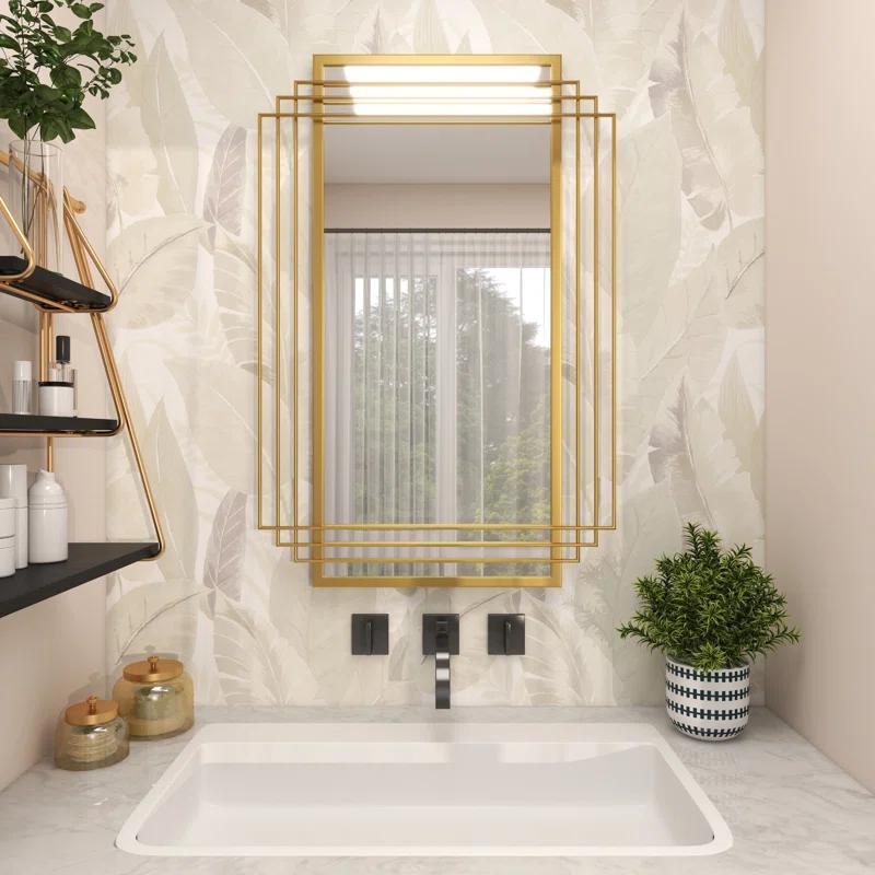 CosmoLiving by Cosmopolitan CosmoLiving by Cosmopolitan Gold Metal Geometric Wall Mirror