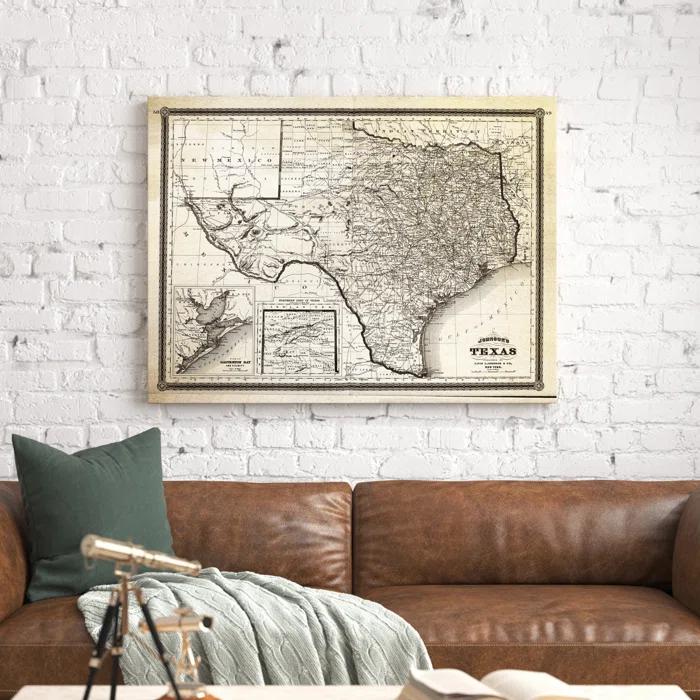 Steelside™ " Vintage Map Texas I "