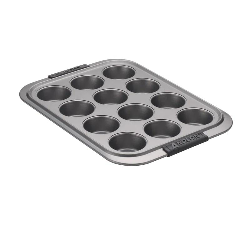 Anolon Anolon Advanced Bakeware Nonstick Muffin Pan with Lid, 12-Cup, Graphite