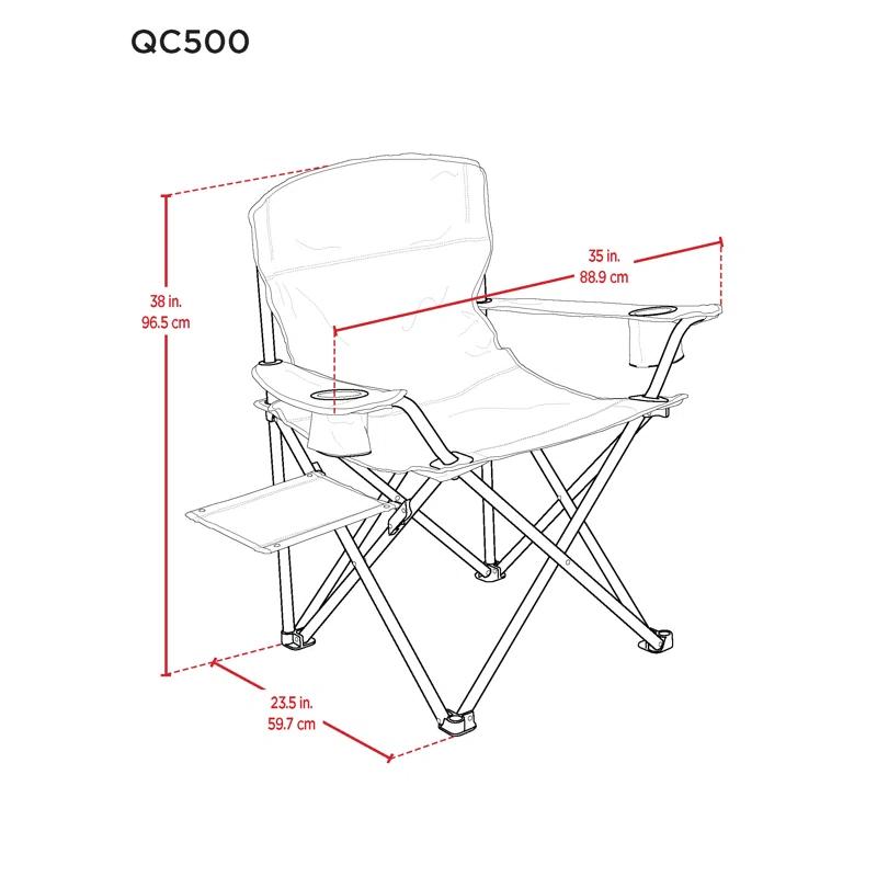 Rio Brands Camp & Go Heavy-Duty Folding Quad Outdoor Camping Chair, Portable Folding Camp Chair with Wide Seat, Cup Holders, and Carry Bag