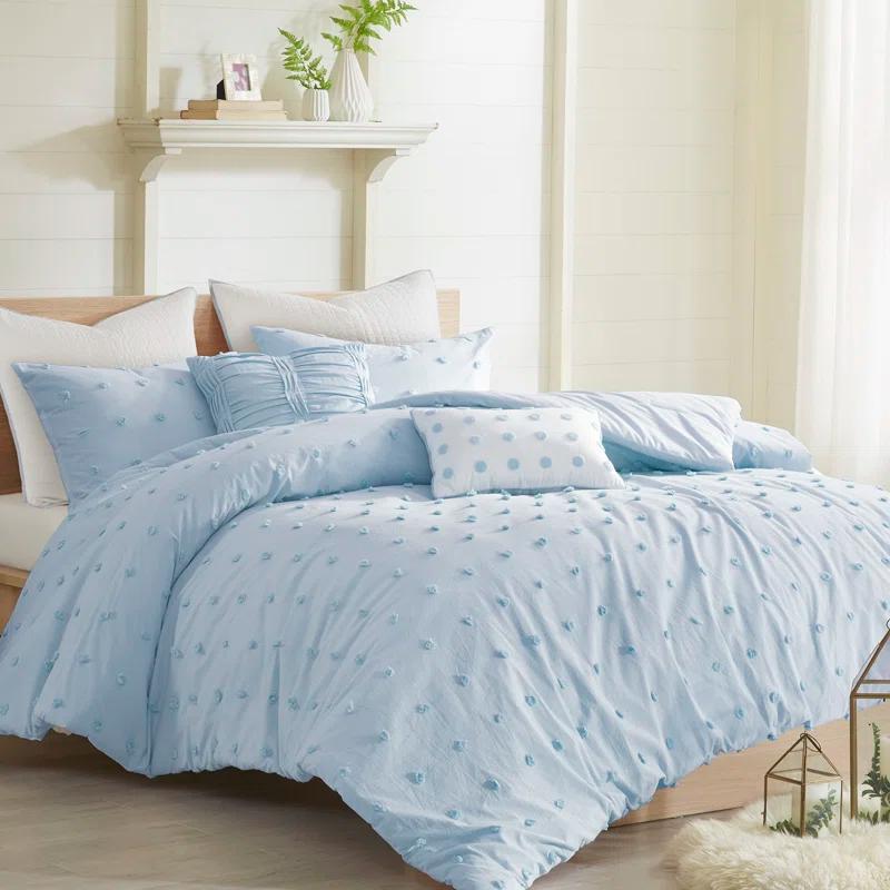 Intelligent Design Brooklyn Cotton Jacquard Comforter Set with Euro Shams and Throw Pillows
