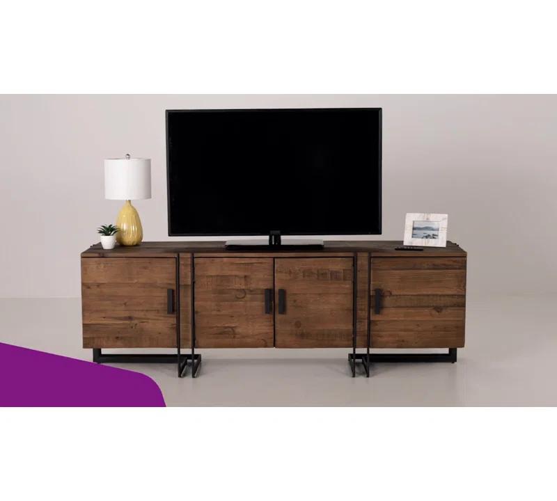 Martine Reclaimed Pine and Iron 79" Media Console with Cabinet