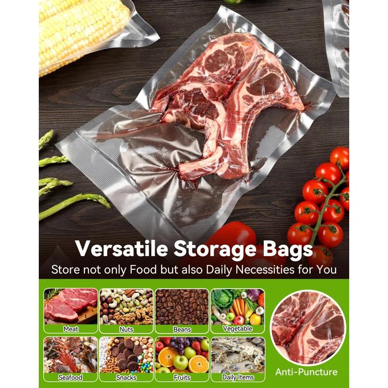 BEACHWATER POOL & SPA, LLC 300-Count Food Vacuum Sealer Bags, Thick BPA Free Sous Vide Bags Compatible With All Vac Machines, Food Saver, Seal A Meal, Commercial Grade Quart Precut Meal Prep Storage Bags