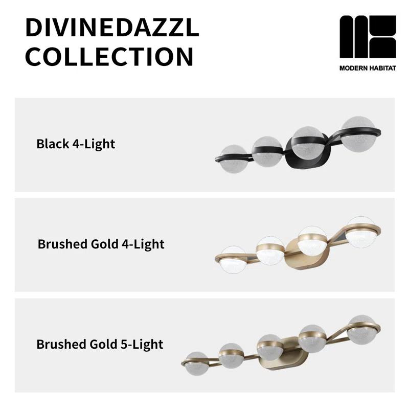 Modern Habitat DivineDazzle 5 - Light Dimmable Gold LED Vanity Light