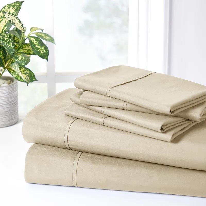 Bed Bath Fashions Bibb Home 2000 Count 6-Piece Rayon From Bamboo Sheet Set with Snug Grip