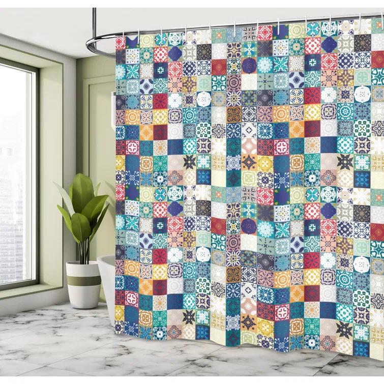 Ambesonne Patchwork Shower Curtain with Hooks Included