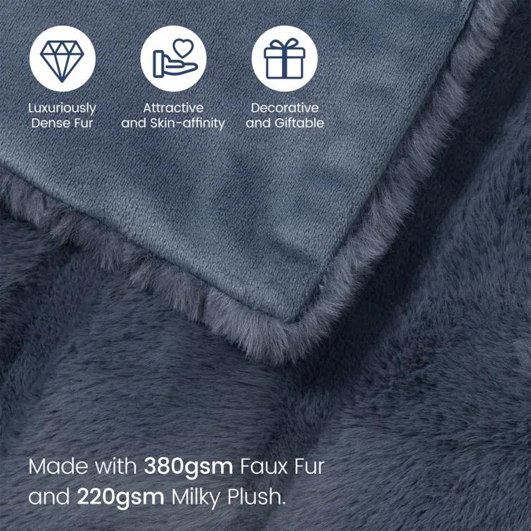 Cozy Bliss Soft Faux Fur Throw Blanket Plush Winter Blanket