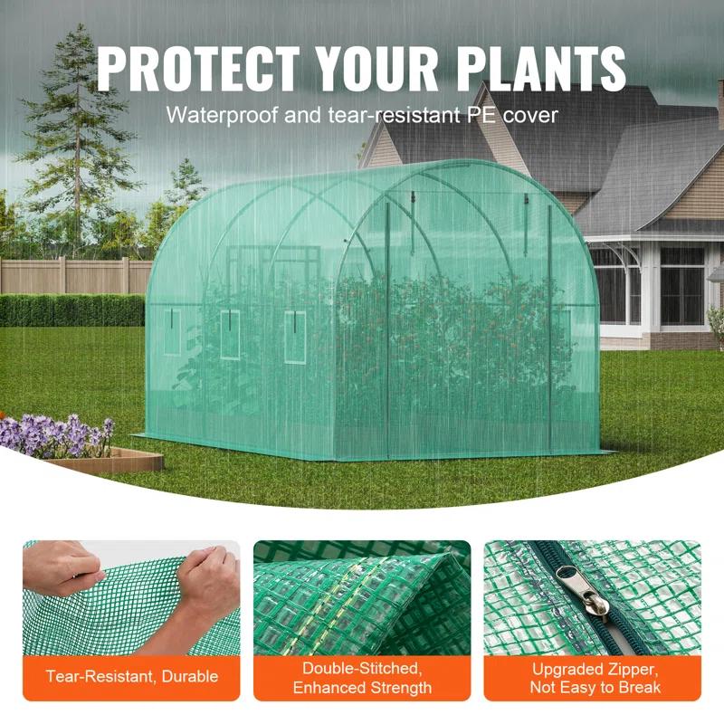 VEVOR Walk-in Tunnel Greenhouse Galvanized Frame PE Cover