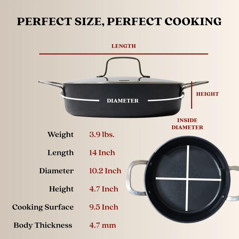Alva Alva Maestro 3.5 Qt. Premium Nonstick Ceramic Frying Pan with Lid - Non Toxic and Oven Safe