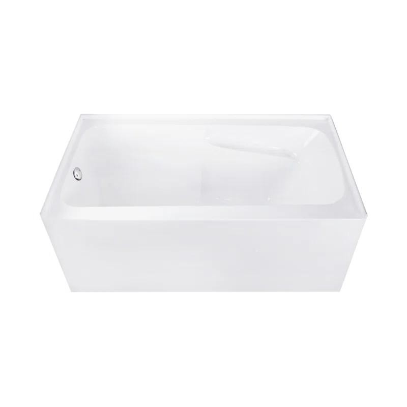 Kingston Brass CVTAP543023L8 Kingston Brass Aqua Eden 54-Inch Acrylic Rectangular 3-Wall Alcove Tub With Armrests