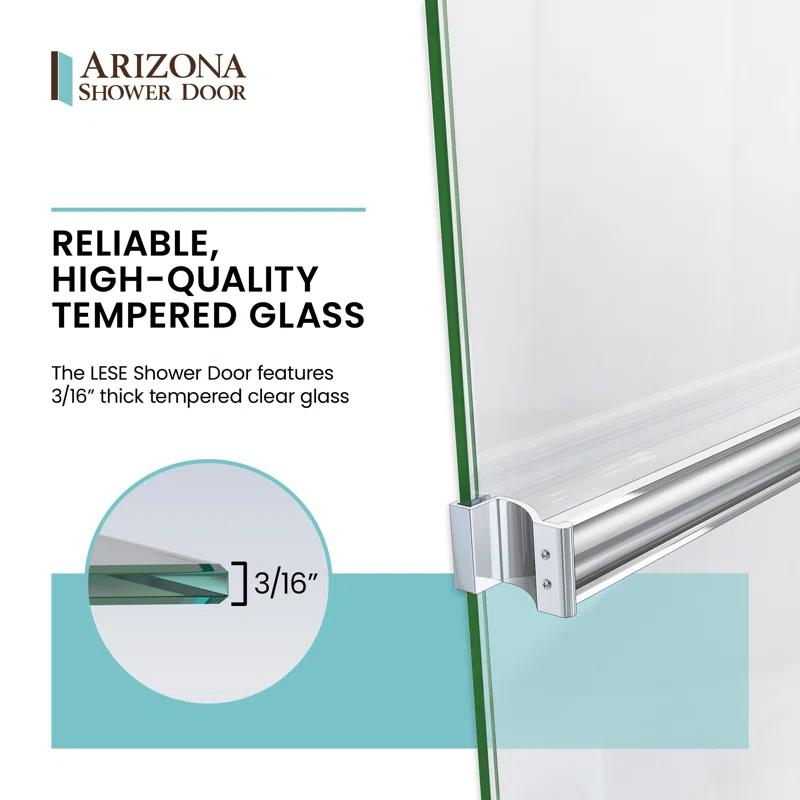 Lese 51" W x 66" H Semi-Frameless Shower Door